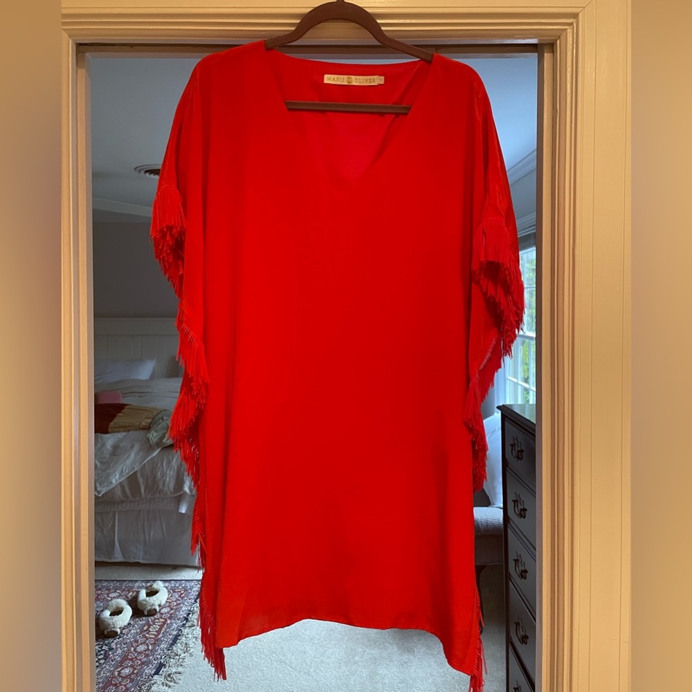 Marie Oliver red silk party dress